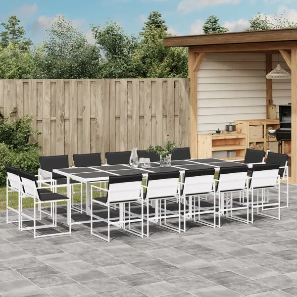 Gossi set mobilier de gradina, 15 piese, cu perne, alb, textilena
