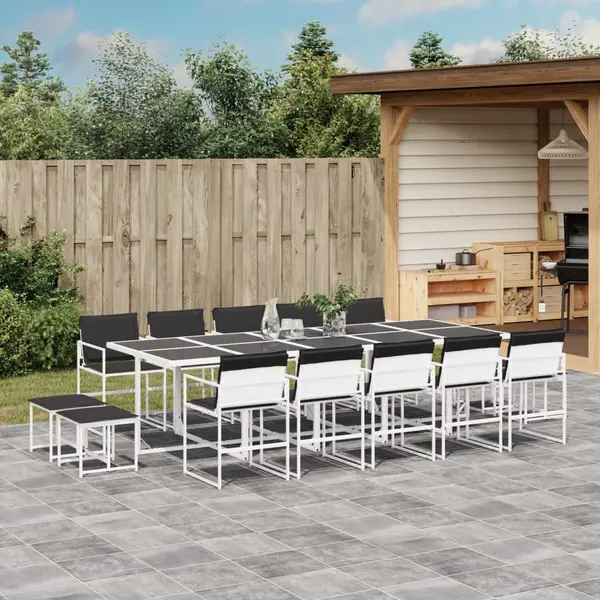 Gossi set mobilier de gradina, 15 piese, cu perne, alb, textilena