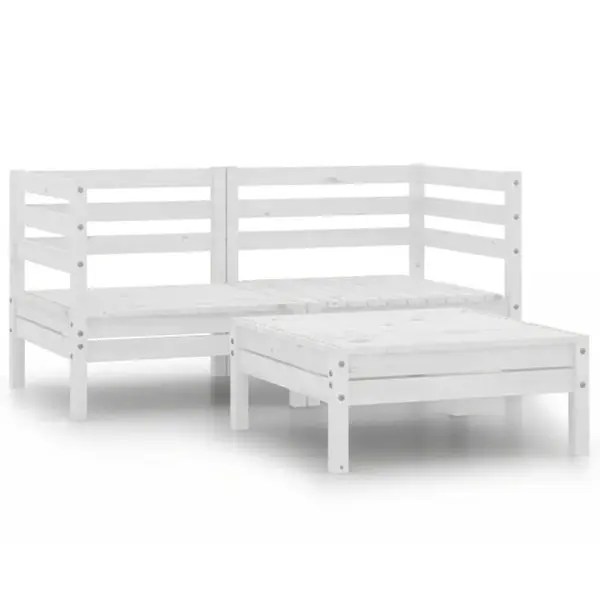 Gossi set mobilier de gradina, 3 piese, alb, lemn masiv de pin