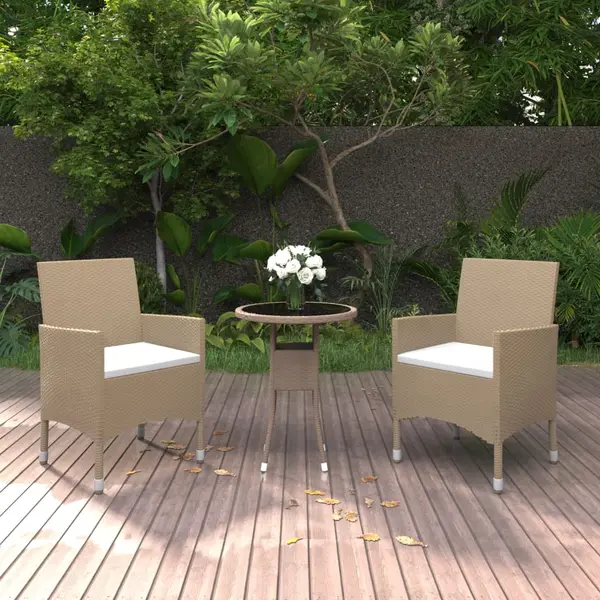 Gossi set mobilier de gradina, 3 piese, bej, poliratan