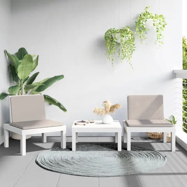 Gossi set mobilier de gradina, 3 piese, cu perne, alb, pp