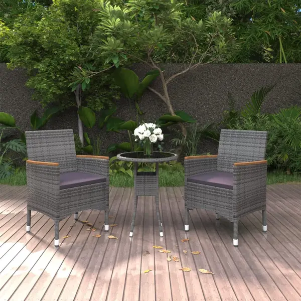 Gossi set mobilier de gradina, 3 piese, gri, poliratan