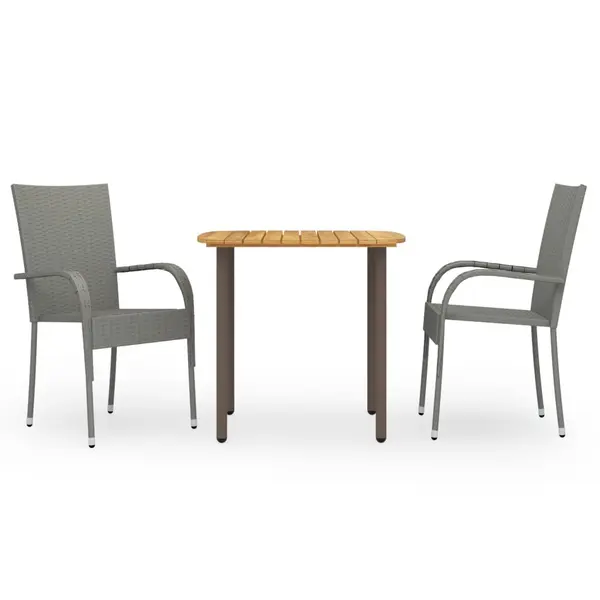 Gossi set mobilier de gradina, 3 piese, gri, poliratan
