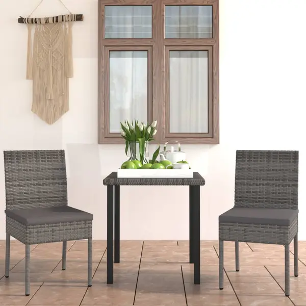 Gossi set mobilier de gradina, 3 piese, gri, poliratan