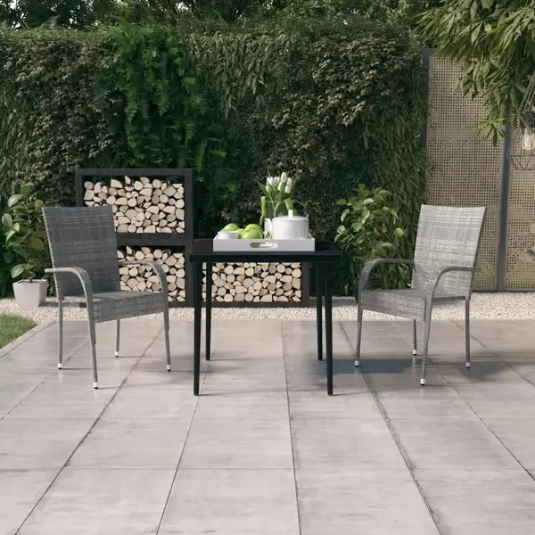 Gossi set mobilier de gradina, 3 piese, gri si negru