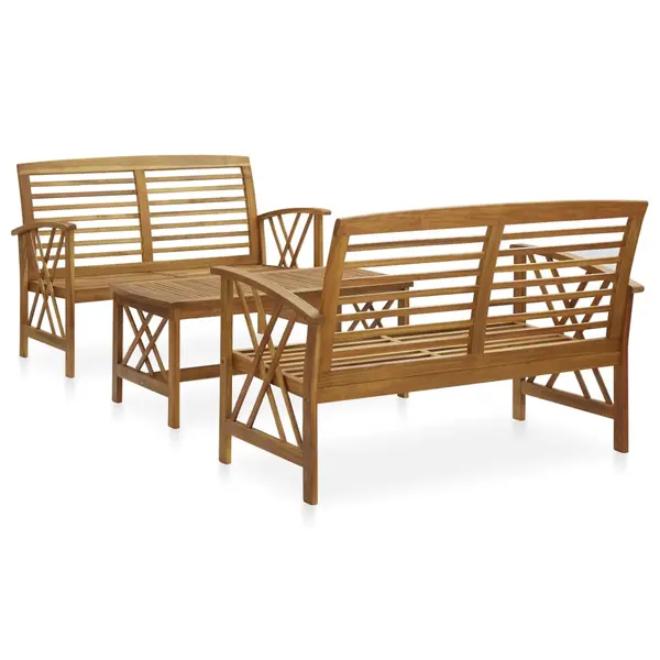 Gossi set mobilier de gradina, 3 piese, lemn masiv de acacia