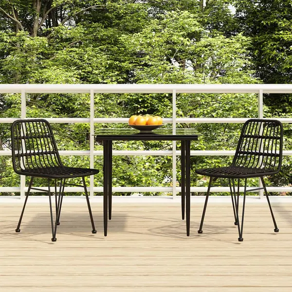 Gossi set mobilier de gradina, 3 piese, negru, poliratan