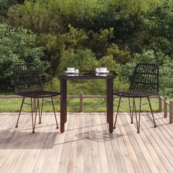 Gossi set mobilier de gradina, 3 piese, negru, poliratan