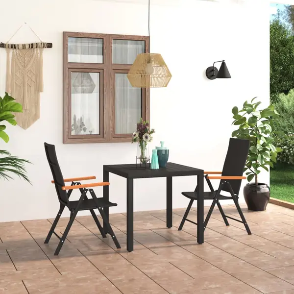 Gossi set mobilier de gradina, 3 piese, negru si maro