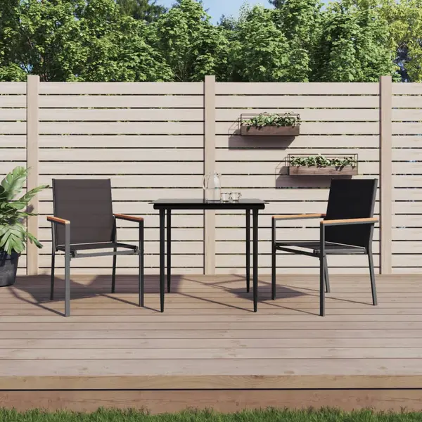 Gossi set mobilier de gradina, 3 piese, negru, textilena si otel