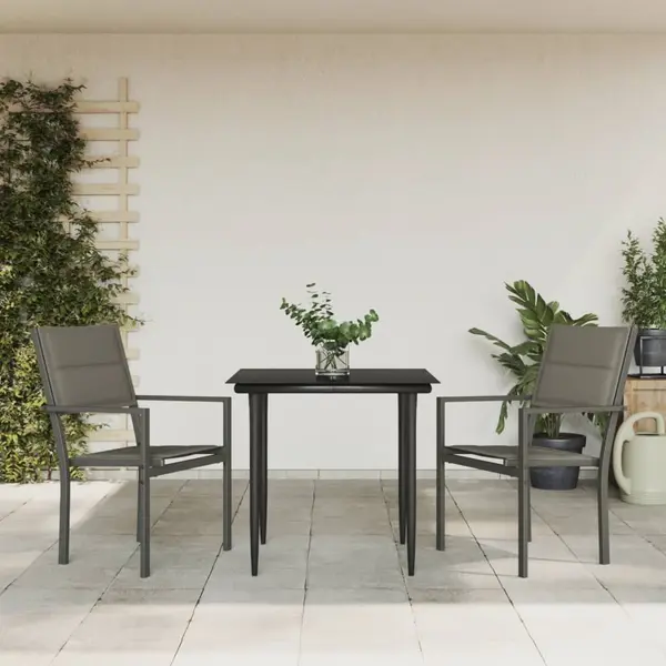 Gossi set mobilier de gradina, 3 piese, negru, textilena si otel