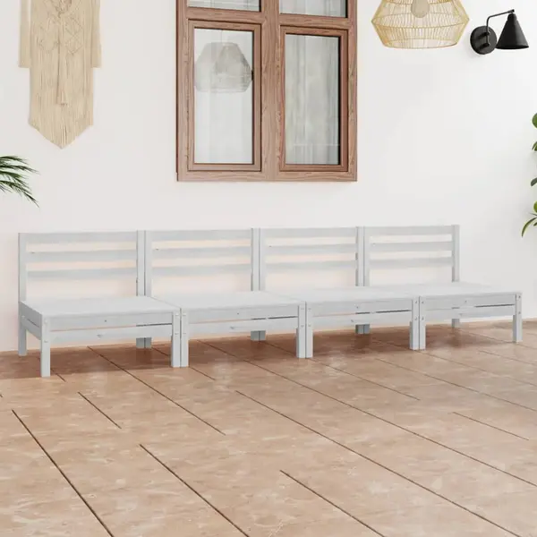 Gossi set mobilier de gradina, 4 piese, alb, lemn masiv de pin