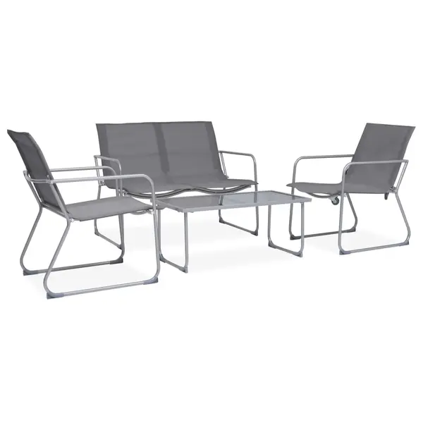 Gossi set mobilier de gradina, 4 piese, gri, otel si textil