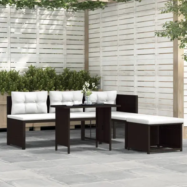 Gossi set mobilier de gradina, 4 piese, maro, poliratan