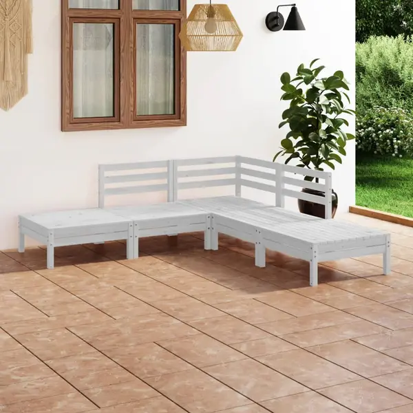 Gossi set mobilier de gradina, 5 piese, alb, lemn masiv de pin