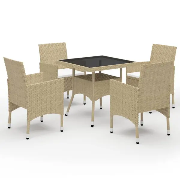 Gossi set mobilier de gradina, 5 piese, bej, poliratan si sticla