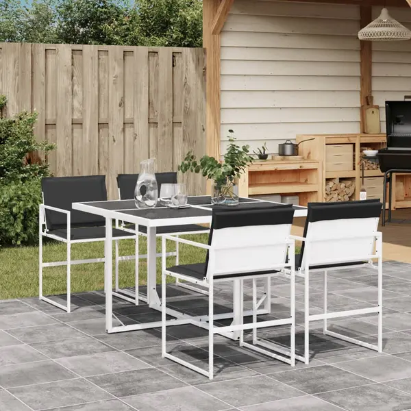 Gossi set mobilier de gradina, 5 piese, cu perne, alb, textilena