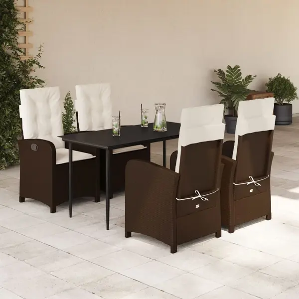 Gossi set mobilier de gradina, 5 piese, cu perne, maro, poliratan