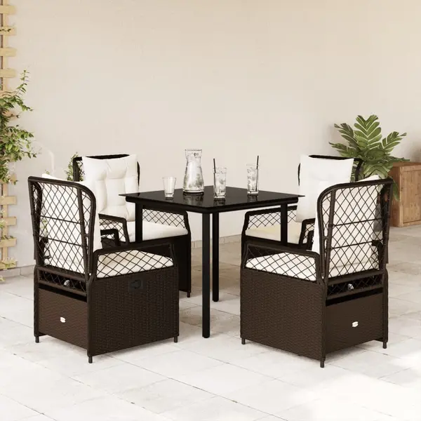 Gossi set mobilier de gradina, 5 piese, cu perne, maro, poliratan