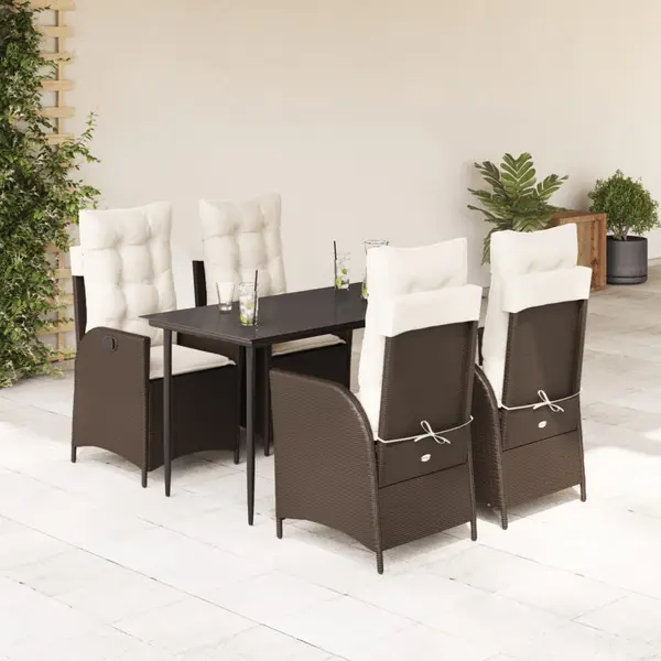 Gossi set mobilier de gradina, 5 piese, cu perne, maro, poliratan
