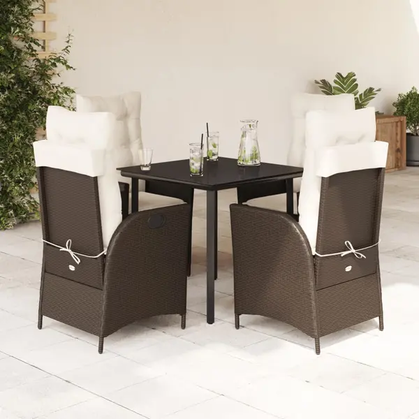 Gossi set mobilier de gradina, 5 piese, cu perne, maro, poliratan