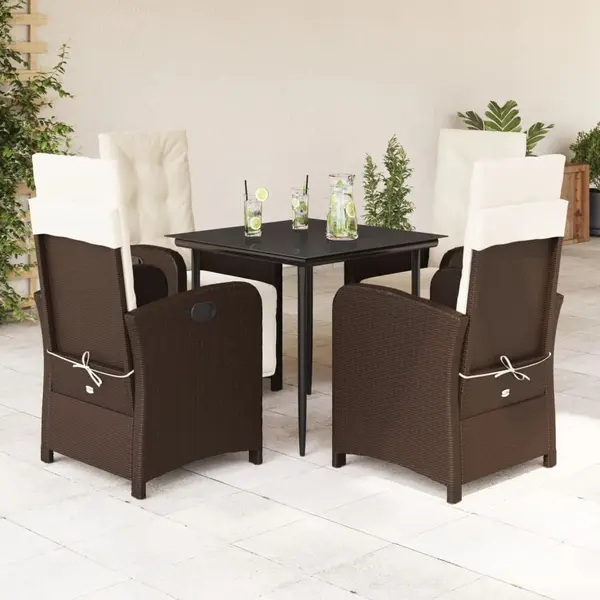 Gossi set mobilier de gradina, 5 piese, cu perne, maro, poliratan