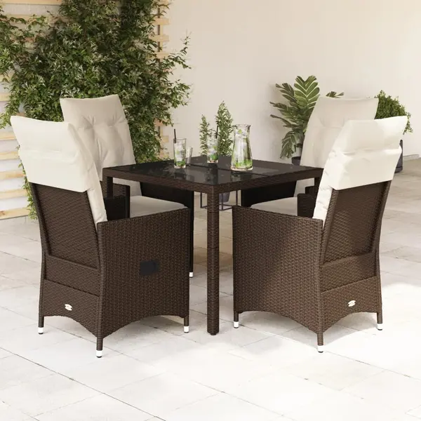Gossi set mobilier de gradina, 5 piese, cu perne, maro, poliratan