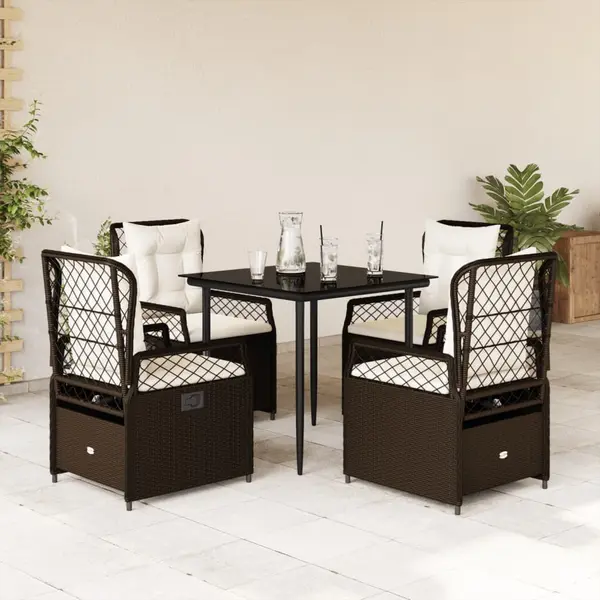 Gossi set mobilier de gradina, 5 piese, cu perne, maro, poliratan