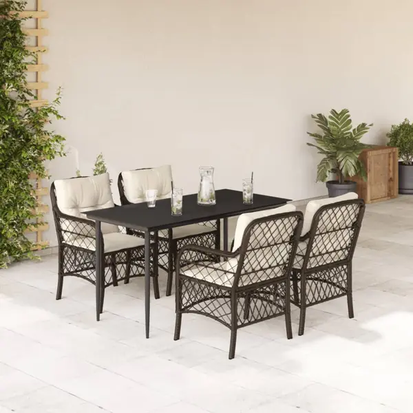 Gossi set mobilier de gradina, 5 piese, cu perne, maro, poliratan