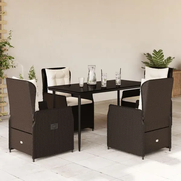 Gossi set mobilier de gradina, 5 piese, cu perne, maro, poliratan