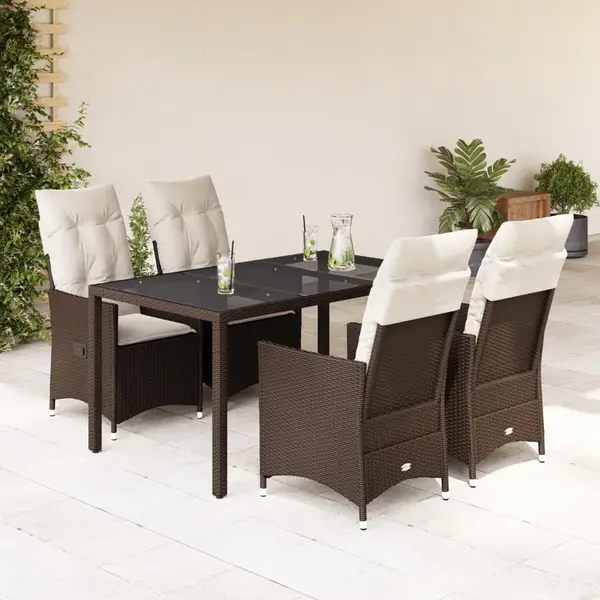 Gossi set mobilier de gradina, 5 piese, cu perne, maro, poliratan