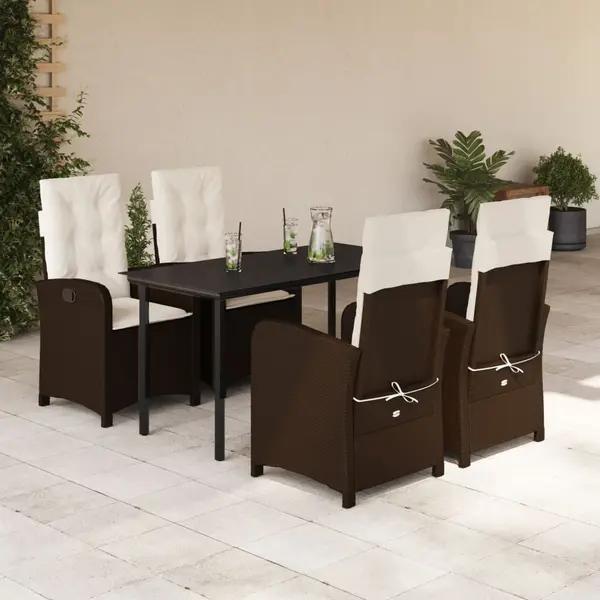 Gossi set mobilier de gradina, 5 piese, cu perne, maro, poliratan