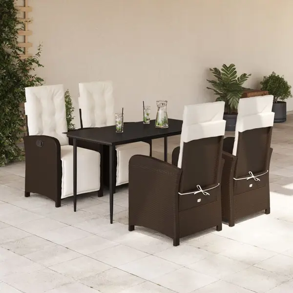 Gossi set mobilier de gradina, 5 piese, cu perne, maro, poliratan