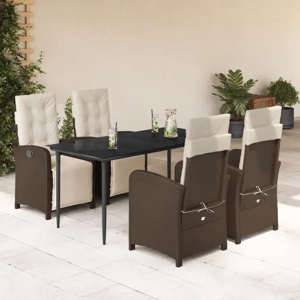 Gossi set mobilier de gradina, 5 piese, cu perne, maro, poliratan