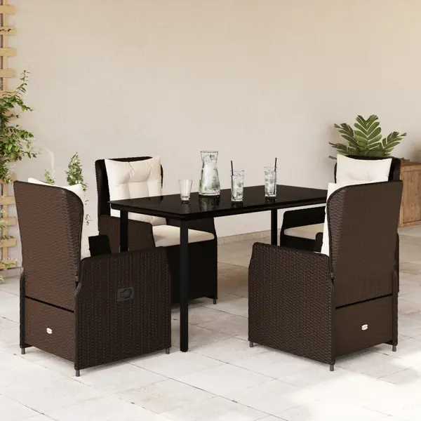 Gossi set mobilier de gradina, 5 piese, cu perne, maro, poliratan