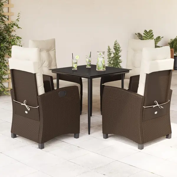 Gossi set mobilier de gradina, 5 piese, cu perne, maro, poliratan