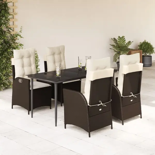 Gossi set mobilier de gradina, 5 piese, cu perne, maro, poliratan
