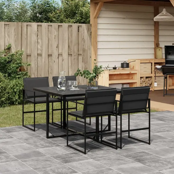 Gossi set mobilier de gradina, 5 piese, cu perne, negru, textilena