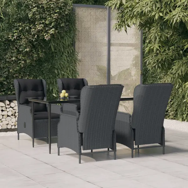 Gossi set mobilier de gradina, 5 piese, gri inchis, poliratan