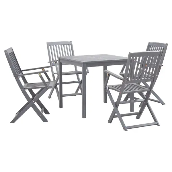 Gossi set mobilier de gradina, 5 piese, gri, lemn masiv de acacia