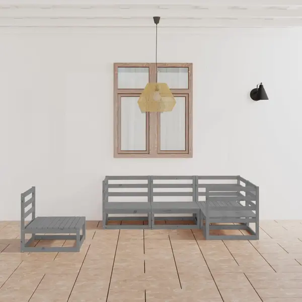Gossi set mobilier de gradina, 5 piese, gri, lemn masiv de pin