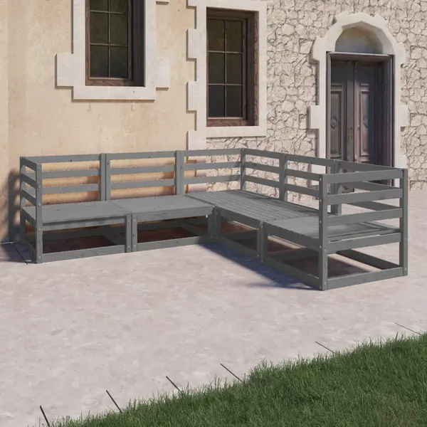 Gossi set mobilier de gradina, 5 piese, gri, lemn masiv de pin