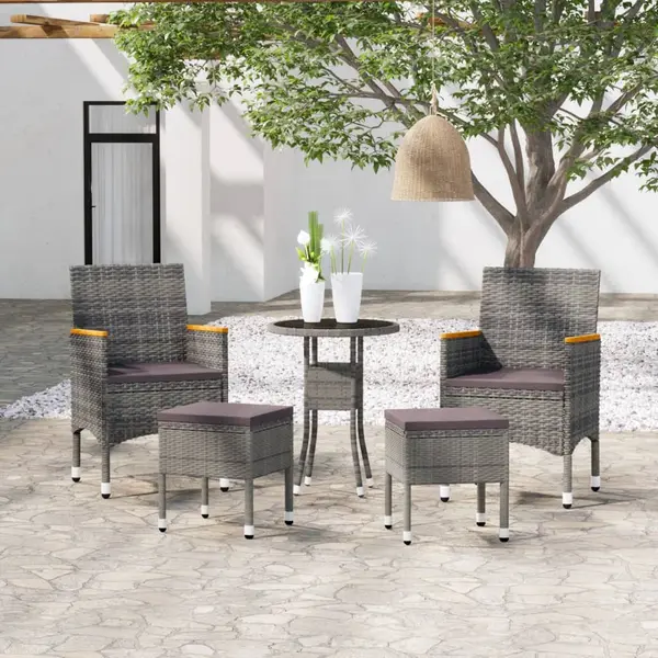 Gossi set mobilier de gradina, 5 piese, gri, poliratan