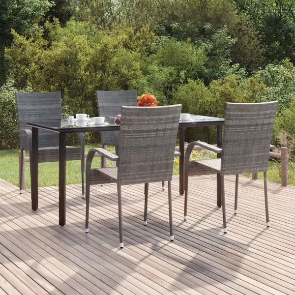 Gossi set mobilier de gradina, 5 piese, gri, poliratan