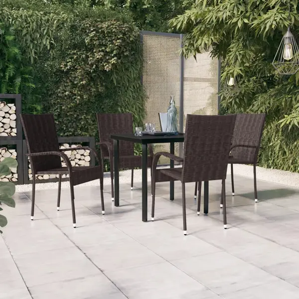 Gossi set mobilier de gradina, 5 piese, maro si negru