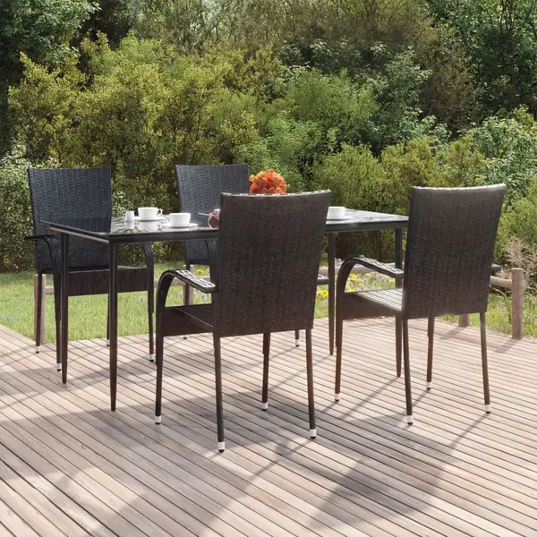 Gossi set mobilier de gradina, 5 piese, negru, poliratan