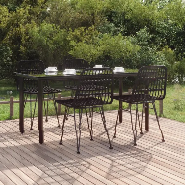 Gossi set mobilier de gradina, 5 piese, negru, poliratan