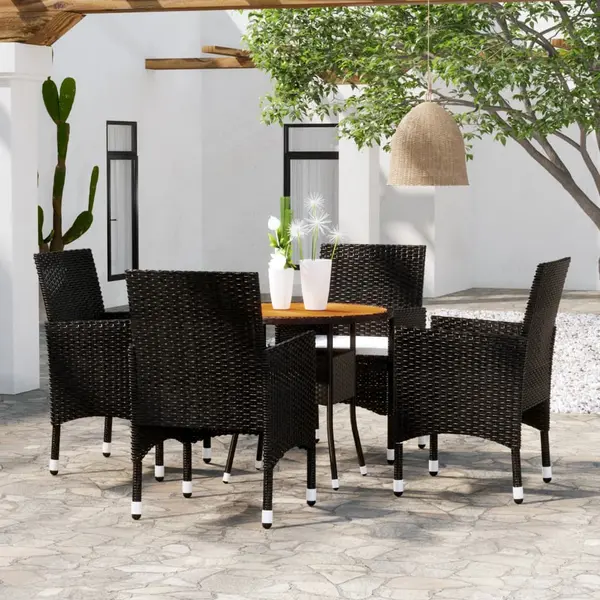 Gossi set mobilier de gradina, 5 piese, negru, poliratan