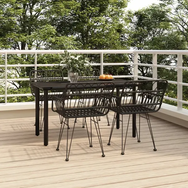 Gossi set mobilier de gradina, 5 piese, negru, poliratan