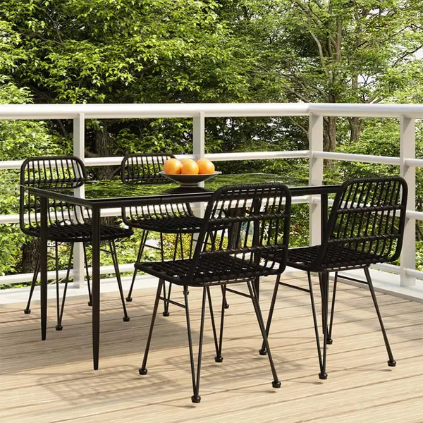 Gossi set mobilier de gradina, 5 piese, negru, poliratan